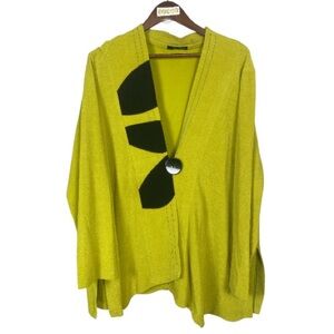 MOONLIGHT Lime Green Women's Sweater with Black Accents / XL